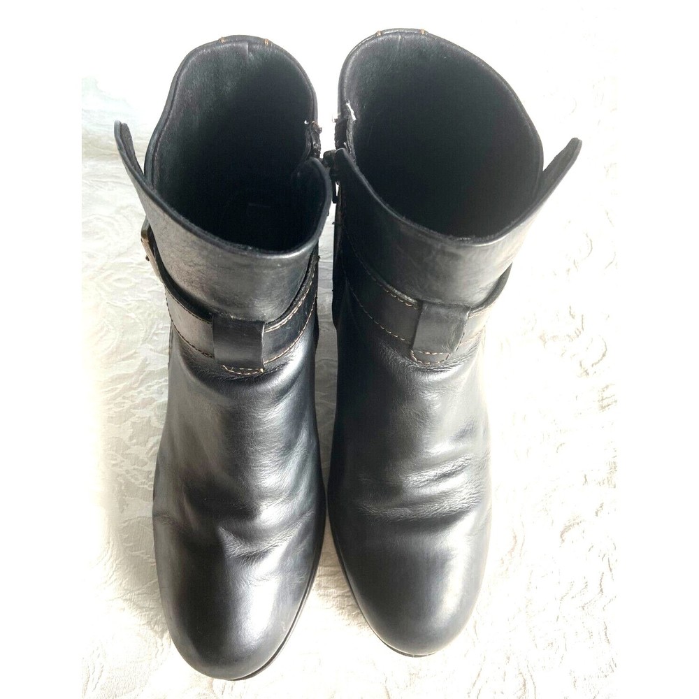 BOC BORN CONCEPT Leather  Women's Size 9 Black Buckle Chunky Heel Ankle Boots